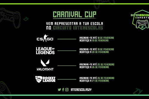 Novas datas de inscrição para a Carnival Cup